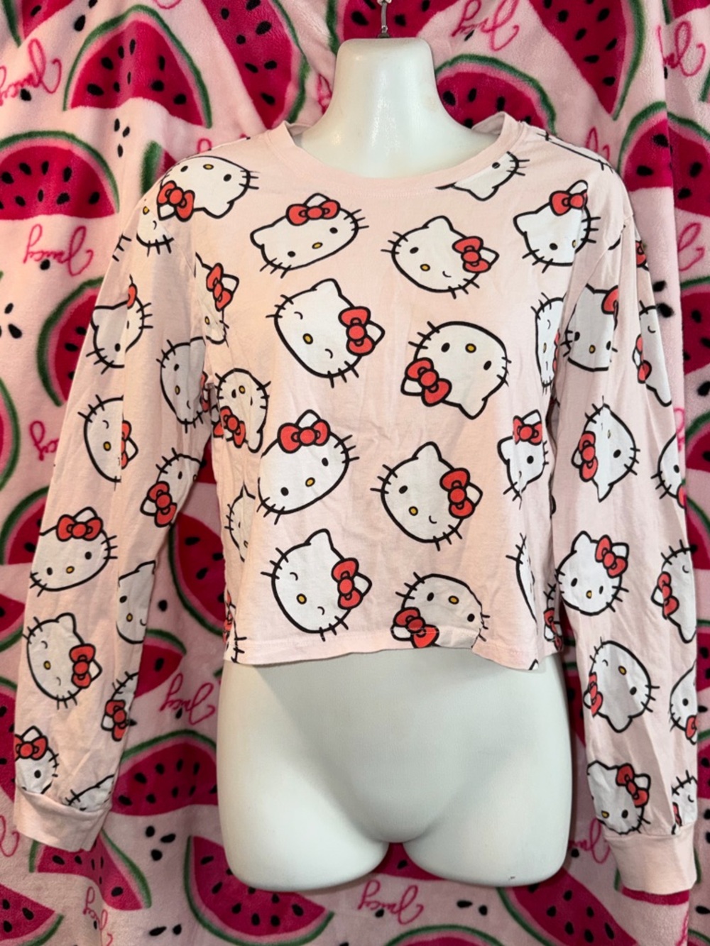 Hello Kitty Light Pink Tee with Red Bow Graphic